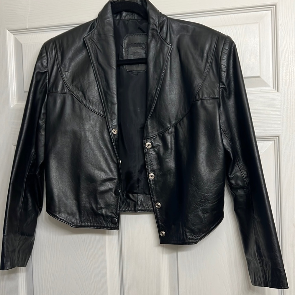 Vintage 80s leather jacket, size S